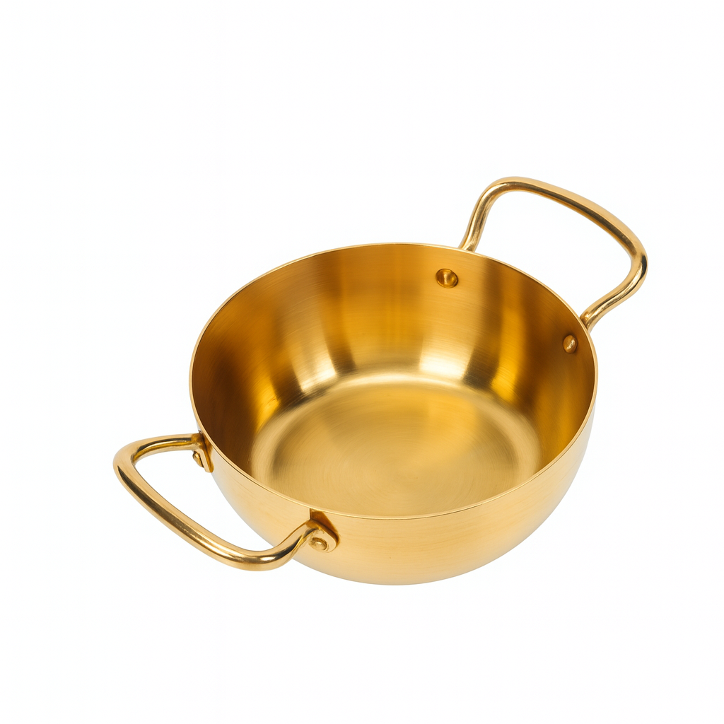 Korean Gold Ramen Pot with Handles – Lightweight Traditional Noodle & Soup Pot (Variants: 16cm, 18cm, 20cm, 22cm)