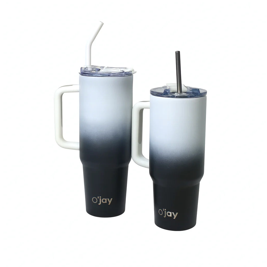 O’jay Black & White Ombre Insulated Tumbler with Handle & Straw – 50oz / 40oz – SP17912