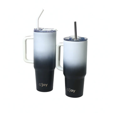 O’jay Black & White Ombre Insulated Tumbler with Handle & Straw – 50oz / 40oz – SP17912