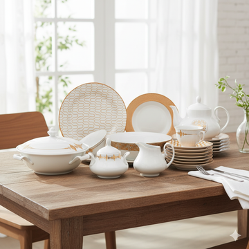 45Pcs Dinner Set (Gold Chevron)