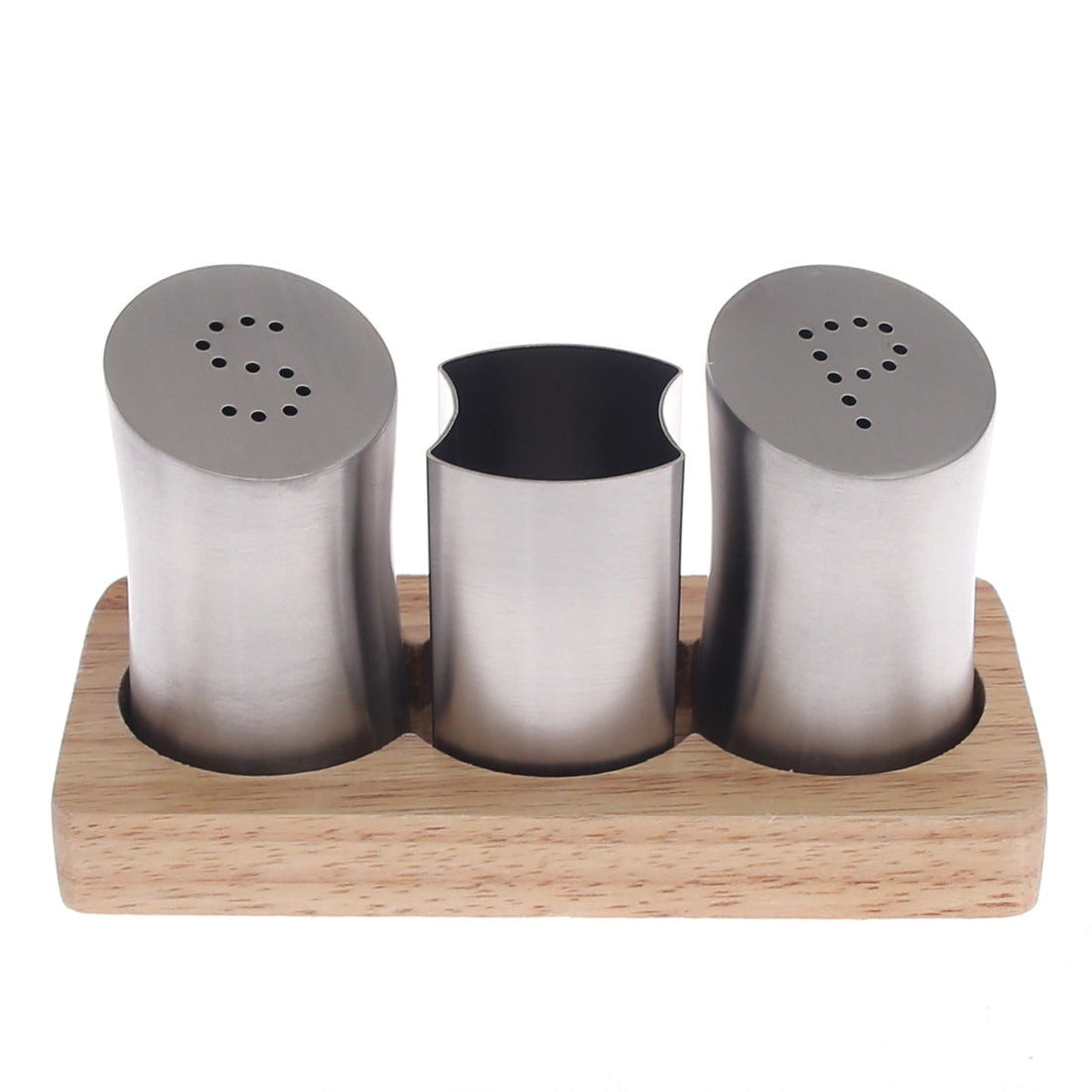 3 Pcs Salt & Pepper Set – SY-13 |  Stainless Steel with Wooden Base