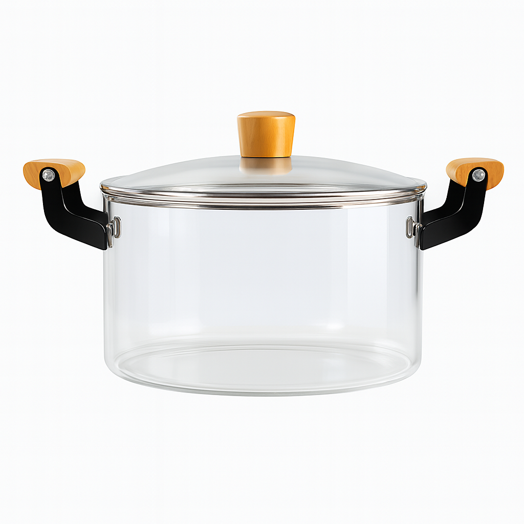 Premium Transparent Glass Cooking Pot with Lid | Heat-Resistant Borosilicate Casserole | 3.5L & 4.5L Capacity | Gas, Electric & Induction Compatible