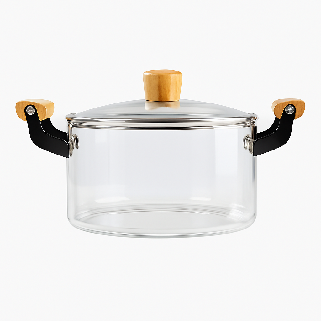 Premium Transparent Glass Cooking Pot with Lid | Heat-Resistant Borosilicate Casserole | 3.5L & 4.5L Capacity | Gas, Electric & Induction Compatible
